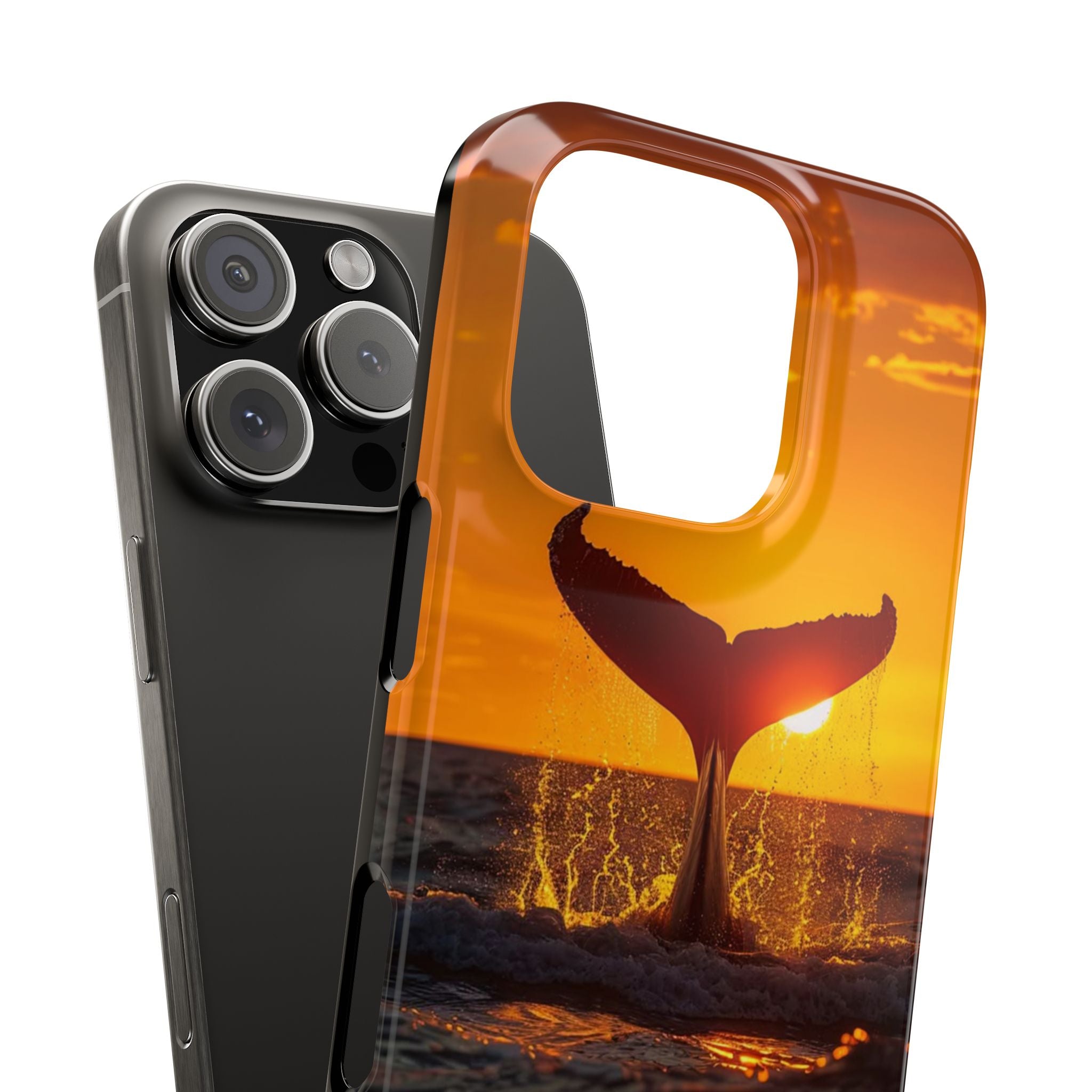 Whale Sunset Slim Phone Case, Whale Tail Phone Cover, Ocean Lover Gift, Nautical Theme Case, Marine Wildlife Phone Skin, Animal Lover