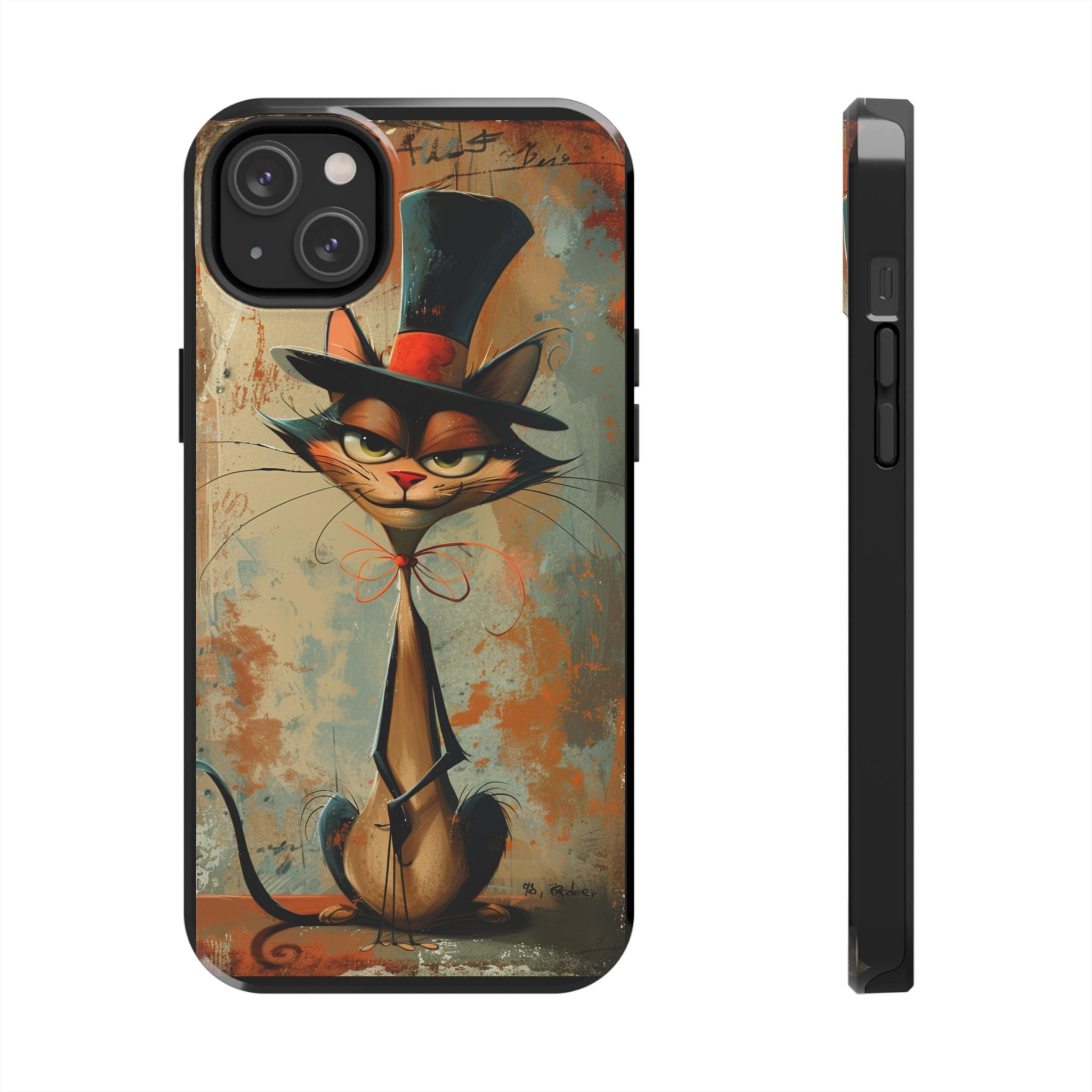 A Black Hat Cat Phone Cover Tough Case, iPhone and Samsung
