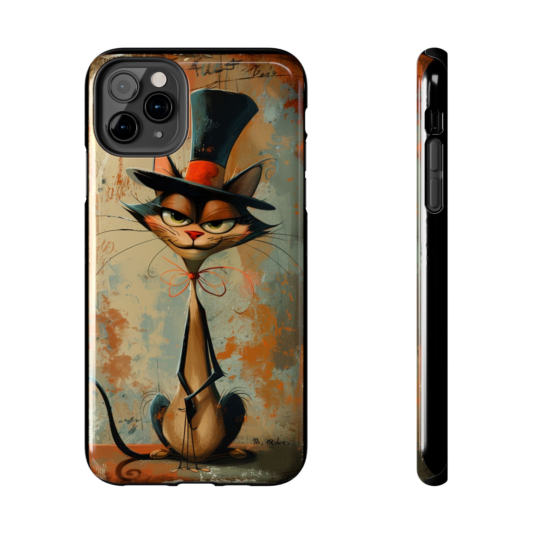 A Black Hat Cat Phone Cover Tough Case, iPhone and Samsung