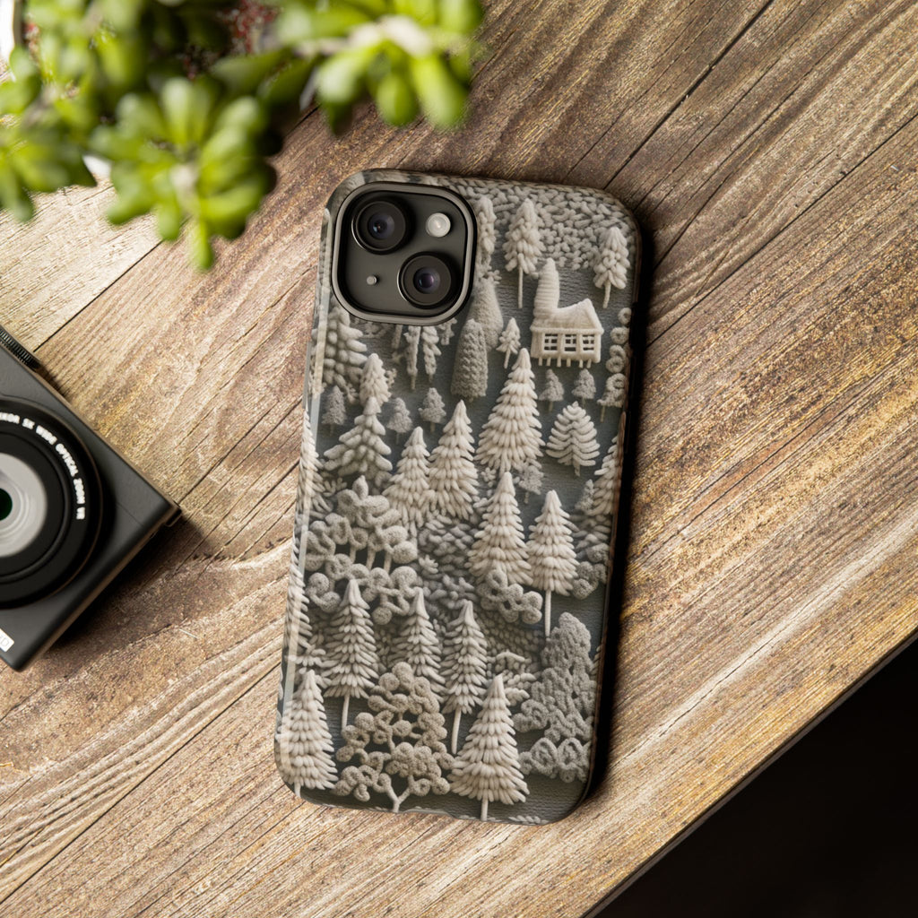 The Frozen Forest, Phone Cover Tough Case with a 3D knitted effect, Winter Motives, iPhone | Samsung