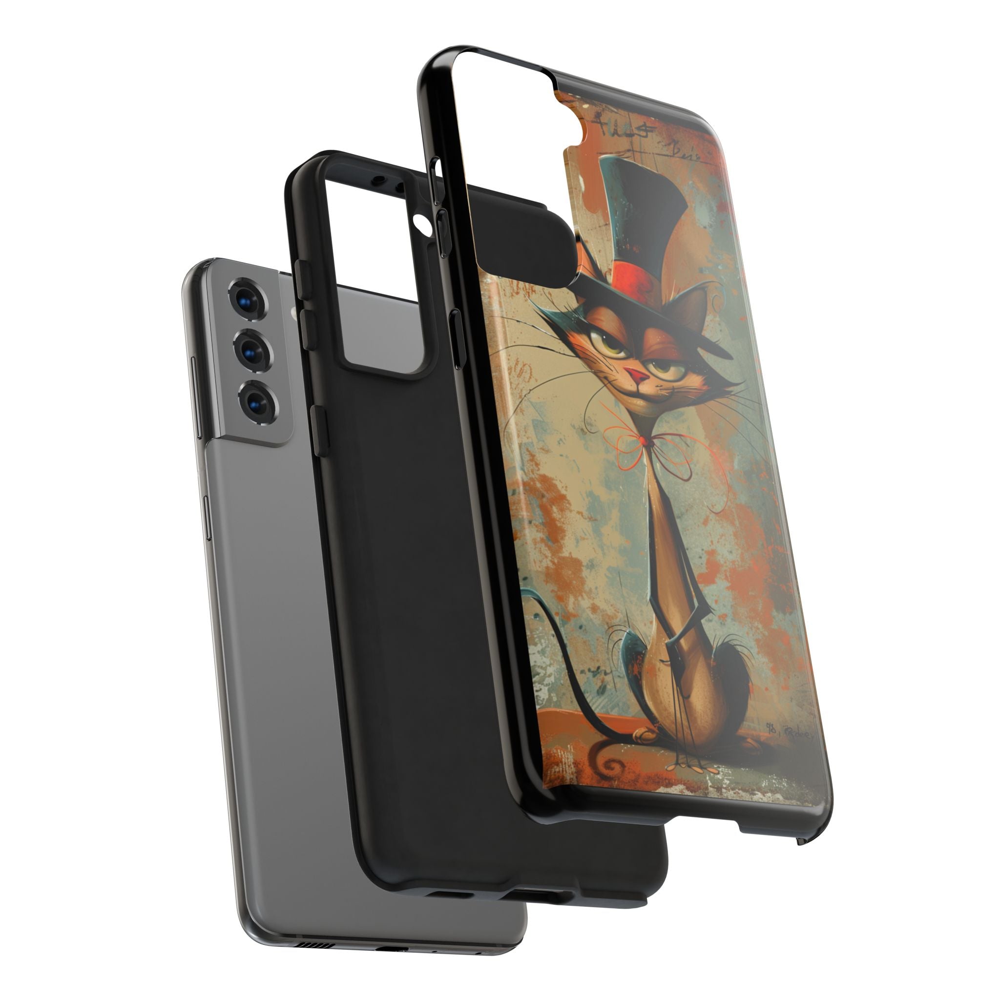 A Black Hat Cat Phone Cover Tough Case, iPhone and Samsung