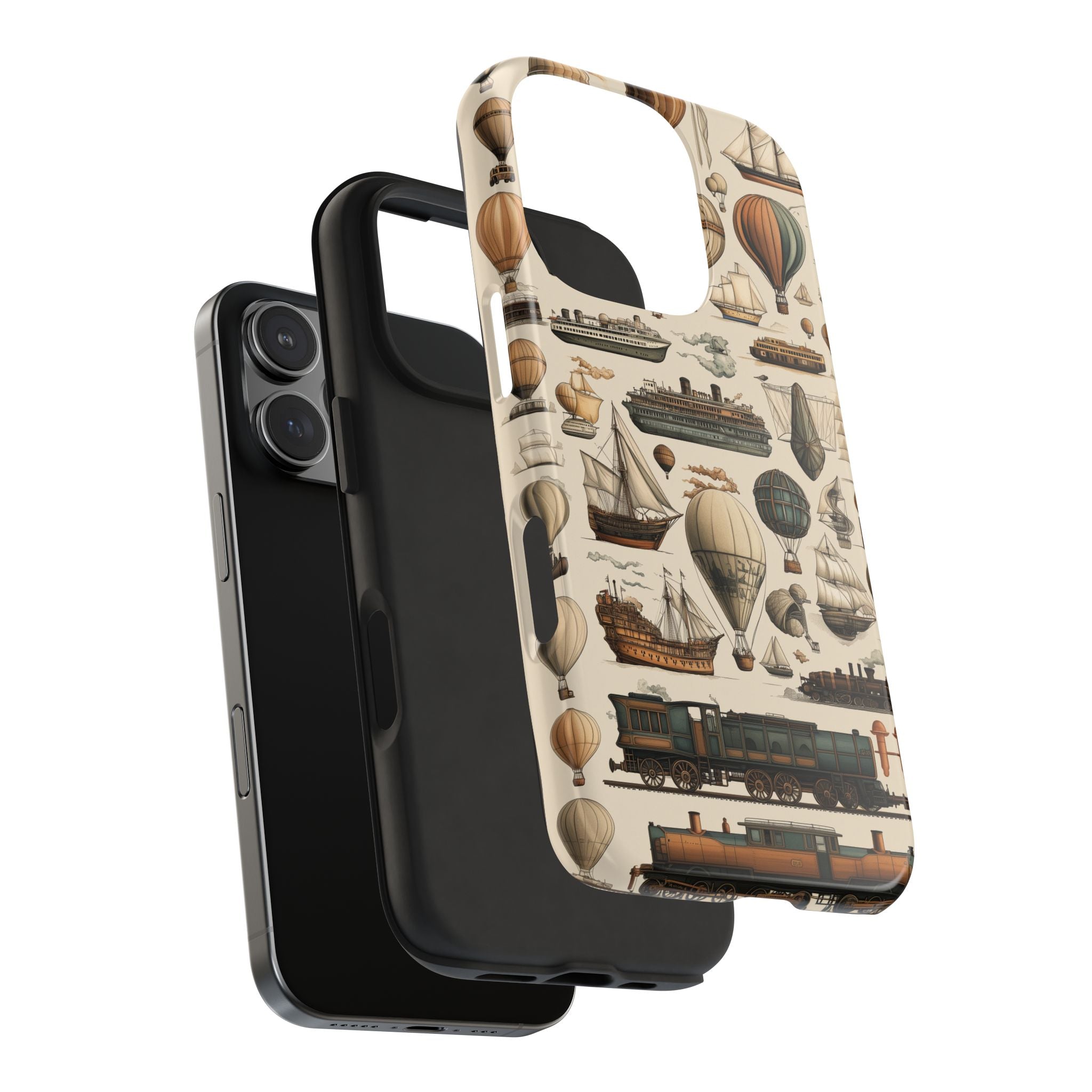 Phone Case Hot Air Balloons, Ships and Trains, Durable and Strong