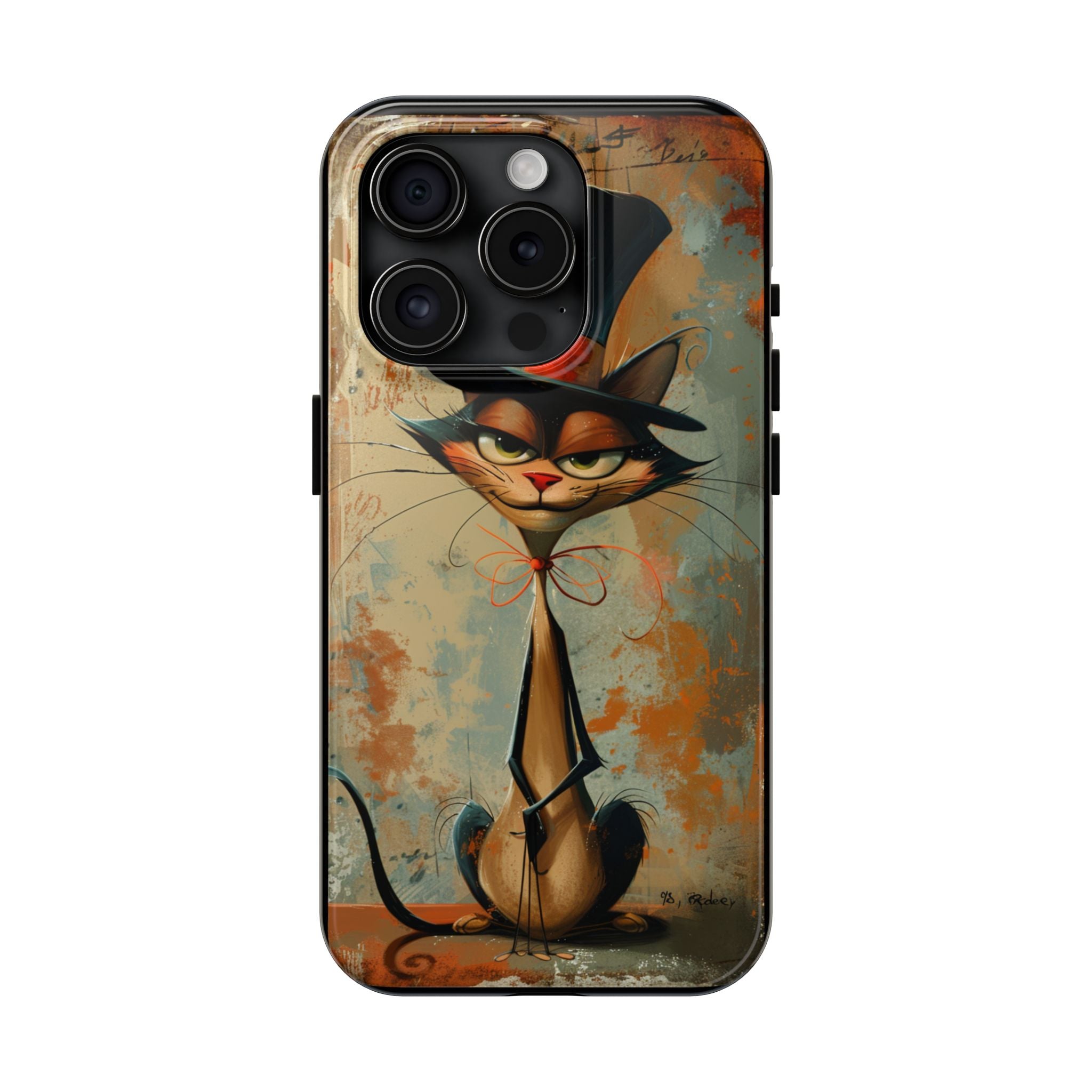 A Black Hat Cat Phone Cover Tough Case, iPhone and Samsung