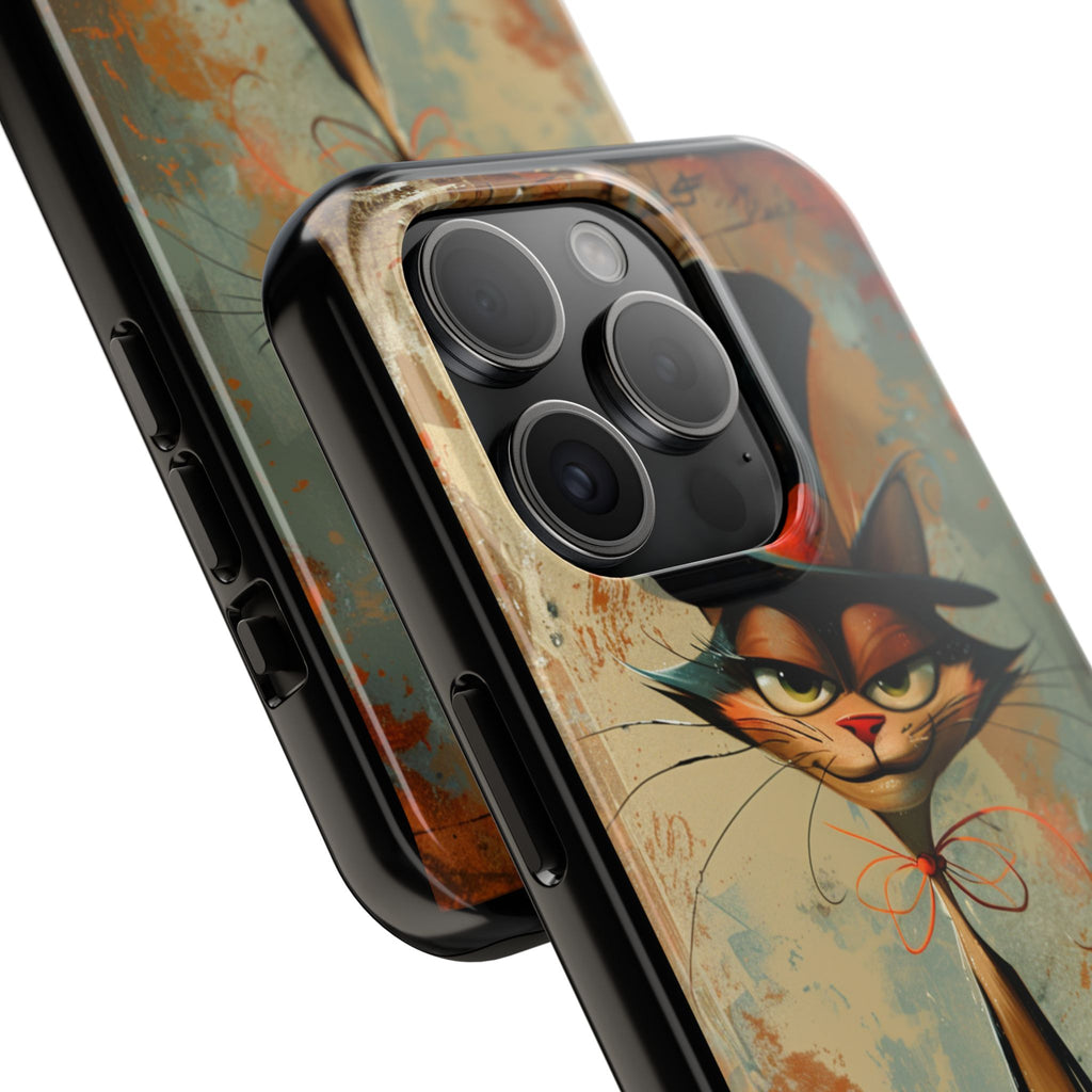 A Black Hat Cat Phone Cover Tough Case, iPhone and Samsung