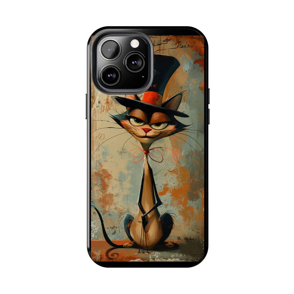 A Black Hat Cat Phone Cover Tough Case, iPhone and Samsung