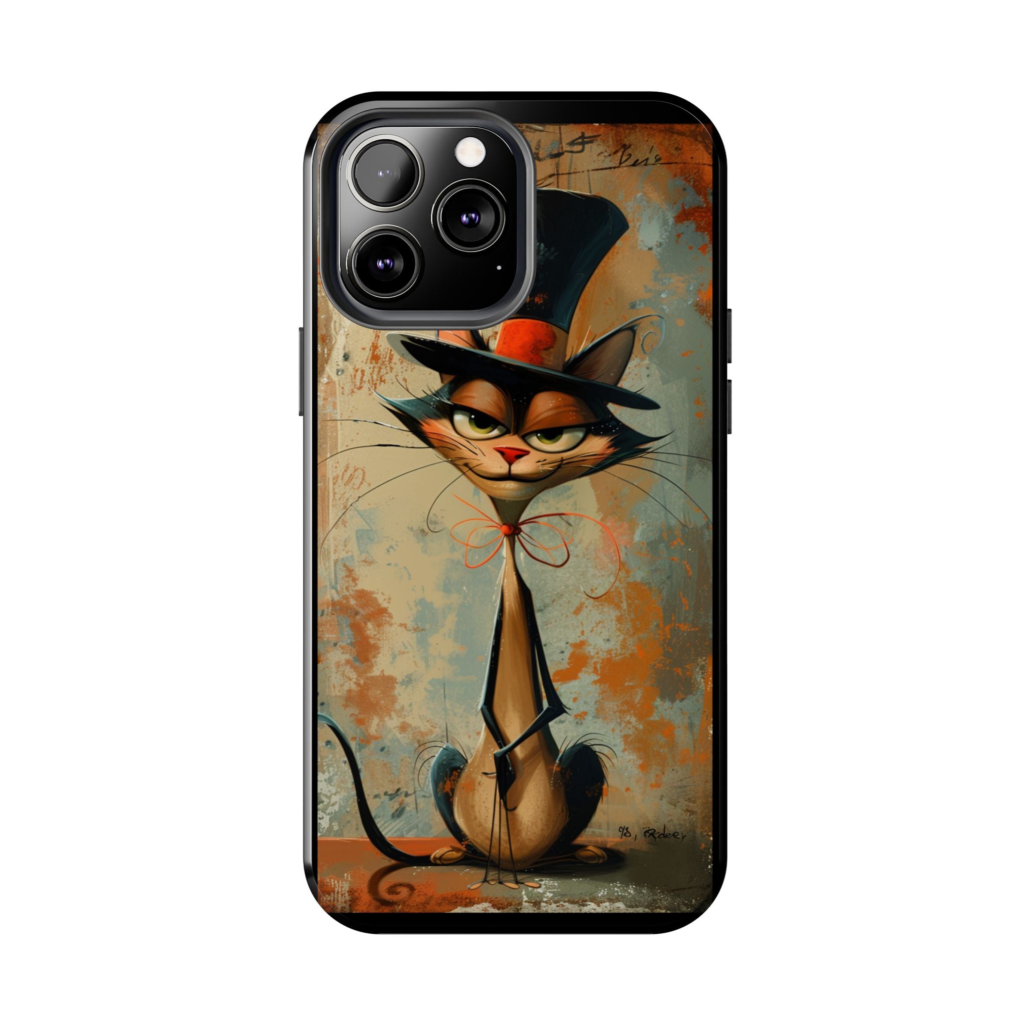 A Black Hat Cat Phone Cover Tough Case, iPhone and Samsung