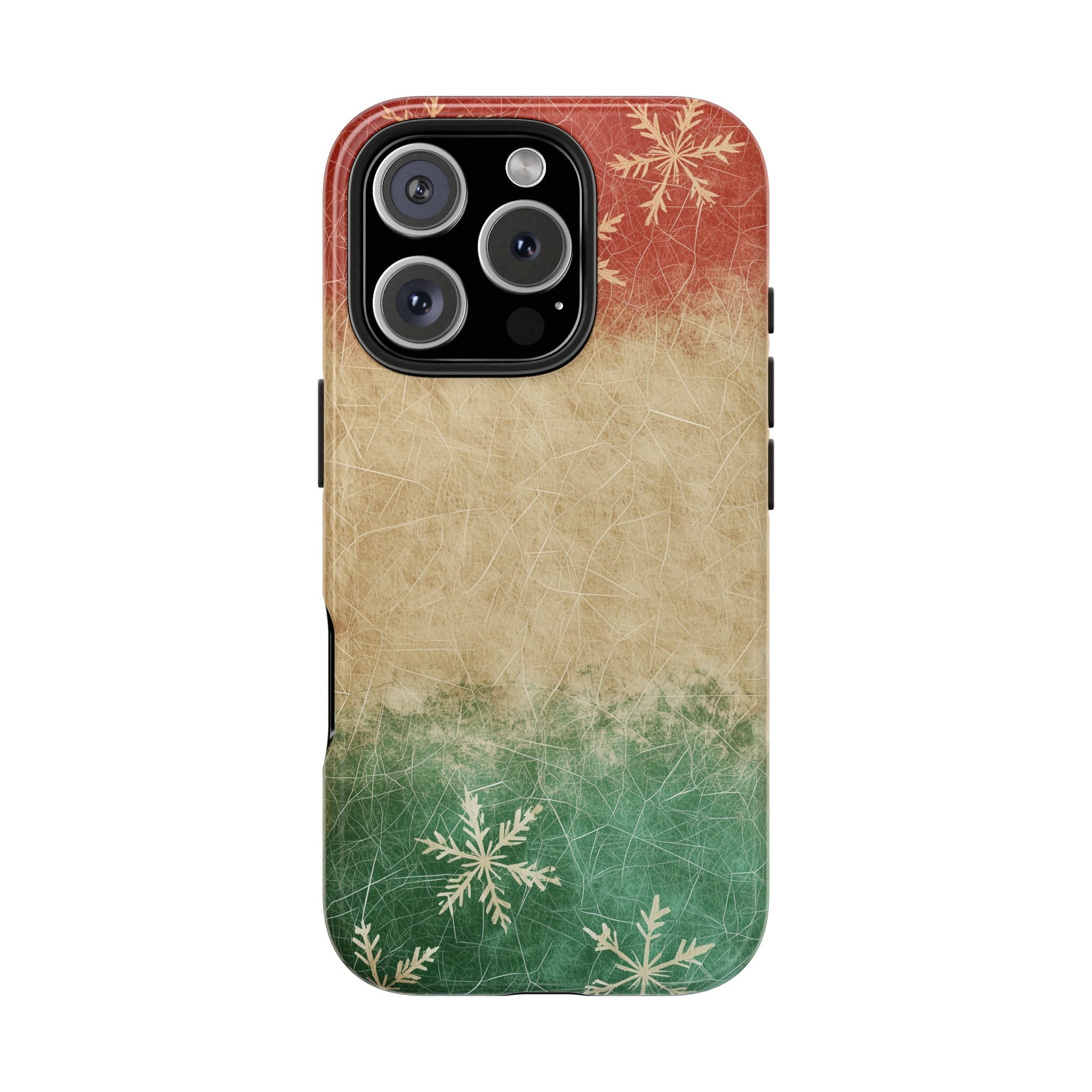 Christmas Kraft Paper Tough Phone Case, Red Green Holiday Pattern Design, Festive iPhone Cover, Protective Xmas Cellphone Shell, Christmas