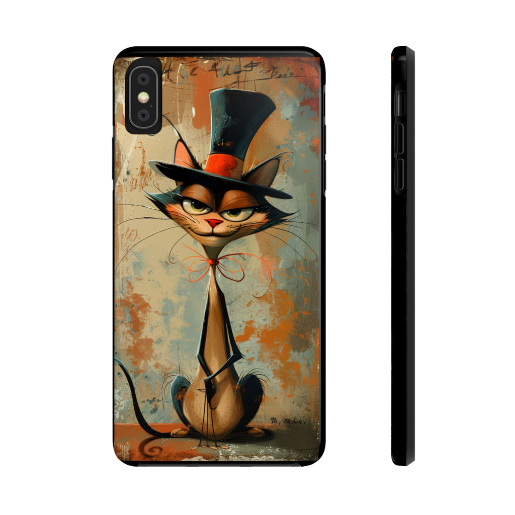 A Black Hat Cat Phone Cover Tough Case, iPhone and Samsung