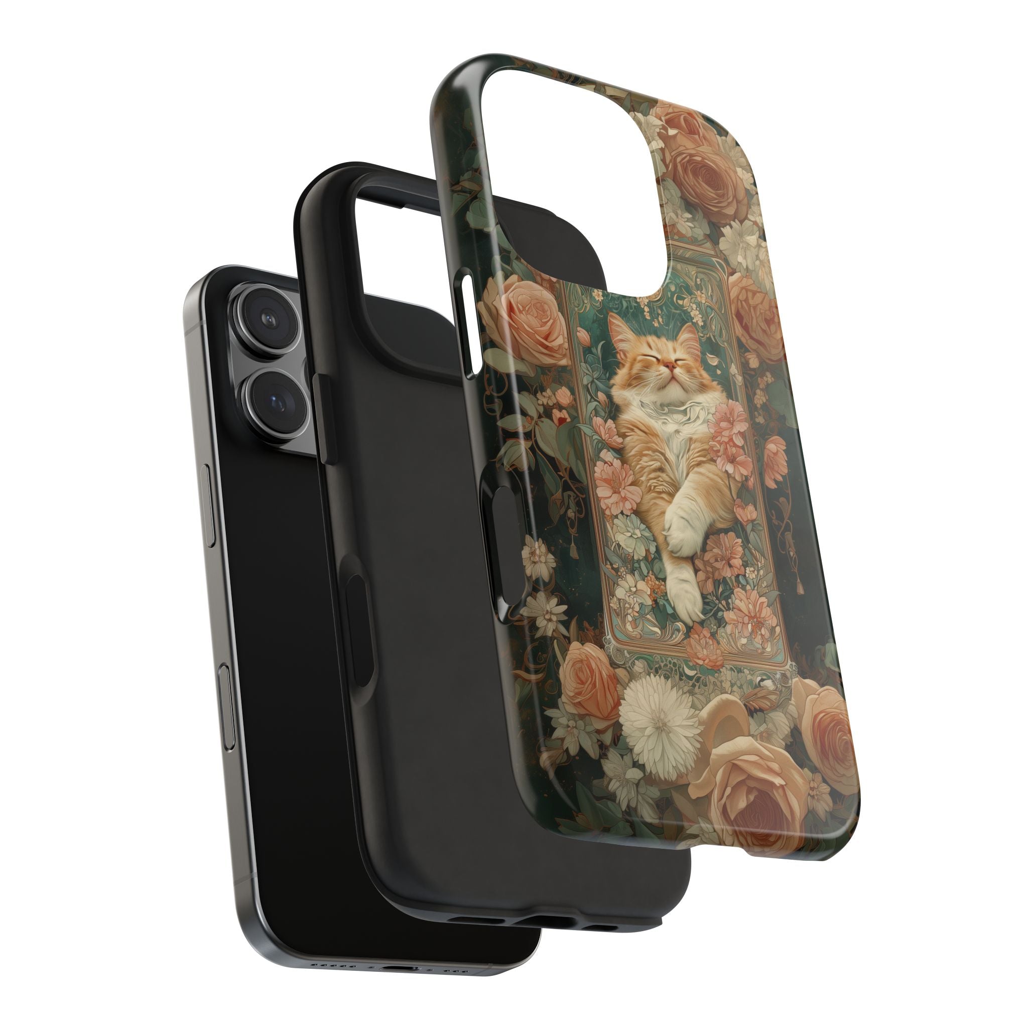Phone Case - Alphonse Mucha Sleeping Cat Art Nouveau Style