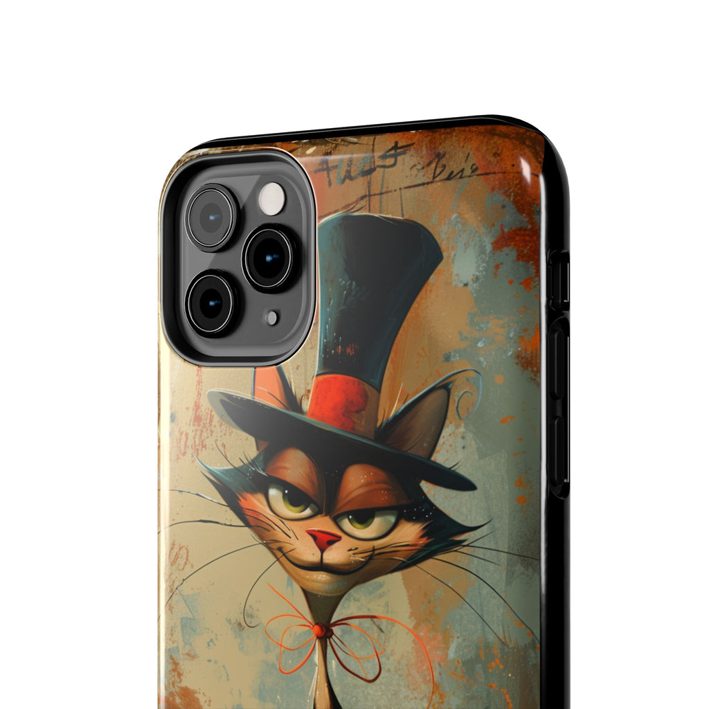 A Black Hat Cat Phone Cover Tough Case, iPhone and Samsung