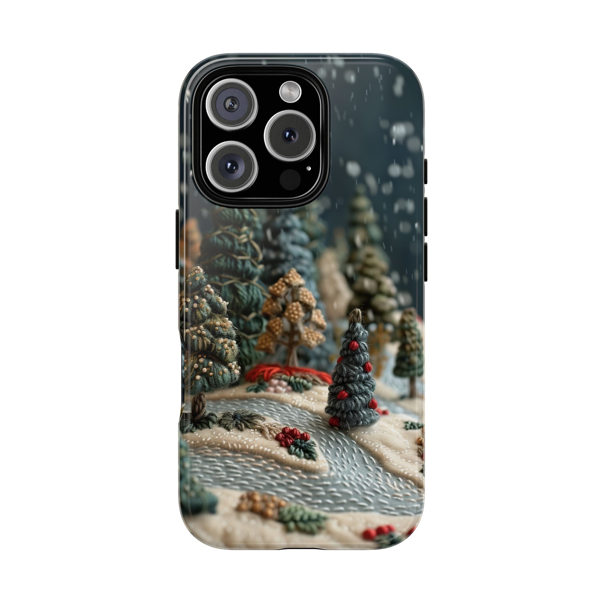 The Embroidered Forest, Christmas Vintage Tough Cases, Knitwear Texture Pattern, Protective Phone Case, Xmas Gift iPhone