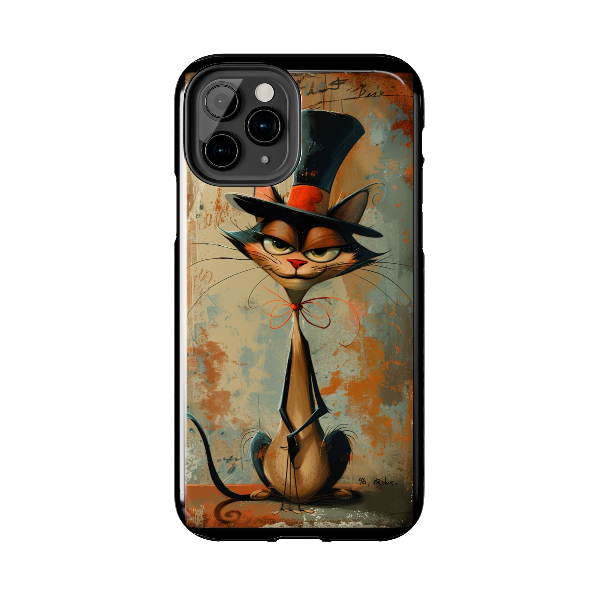 A Black Hat Cat Phone Cover Tough Case, iPhone and Samsung