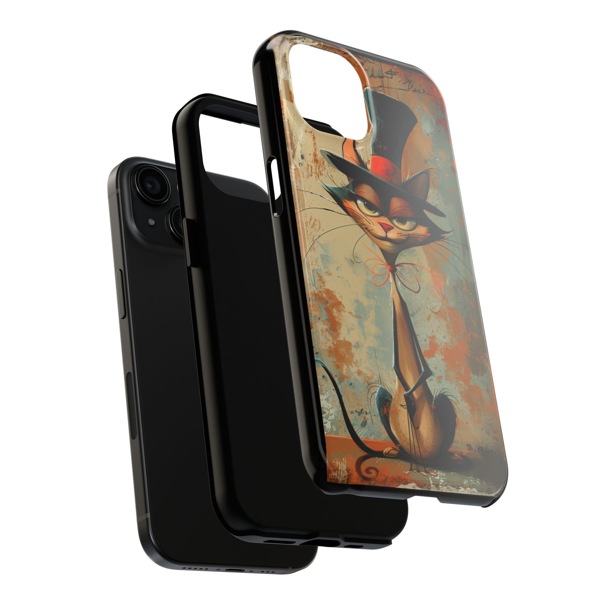 A Black Hat Cat Phone Cover Tough Case, iPhone and Samsung