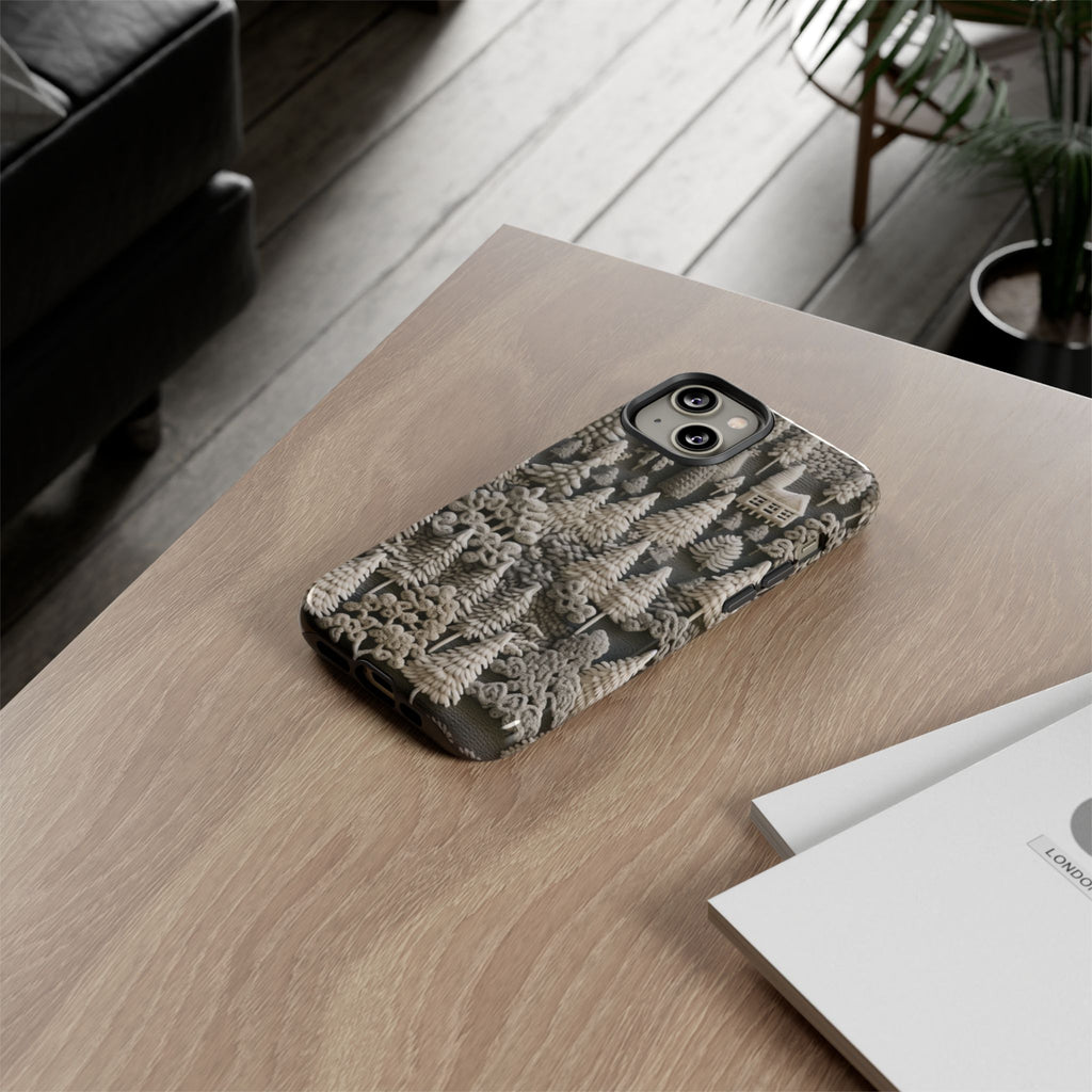 The Frozen Forest, Phone Cover Tough Case with a 3D knitted effect, Winter Motives, iPhone | Samsung