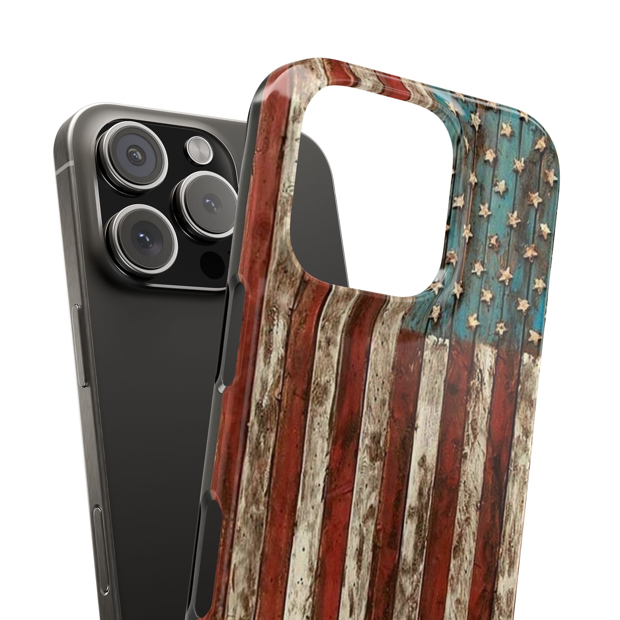 Patriotic Phone Cases, USA Flag Design, 4th of July Accessory, Independence Day Gift, Old Painting, Slim Case