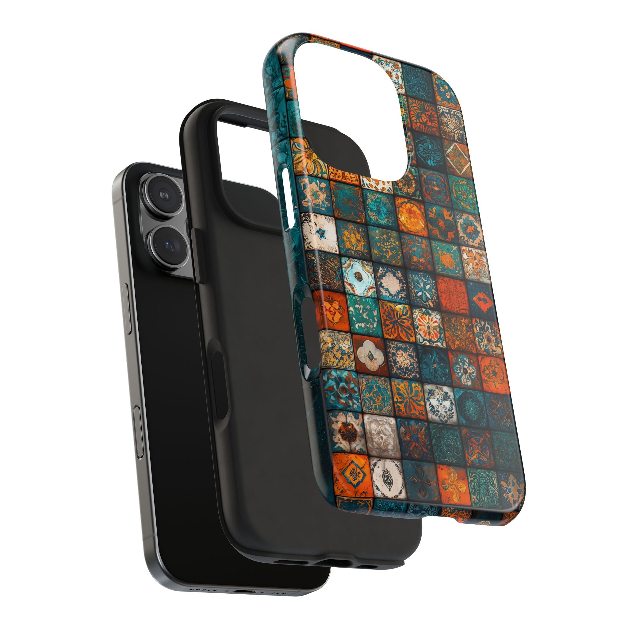 Colorful tile design, Strong Protection for iPhone and Samsung