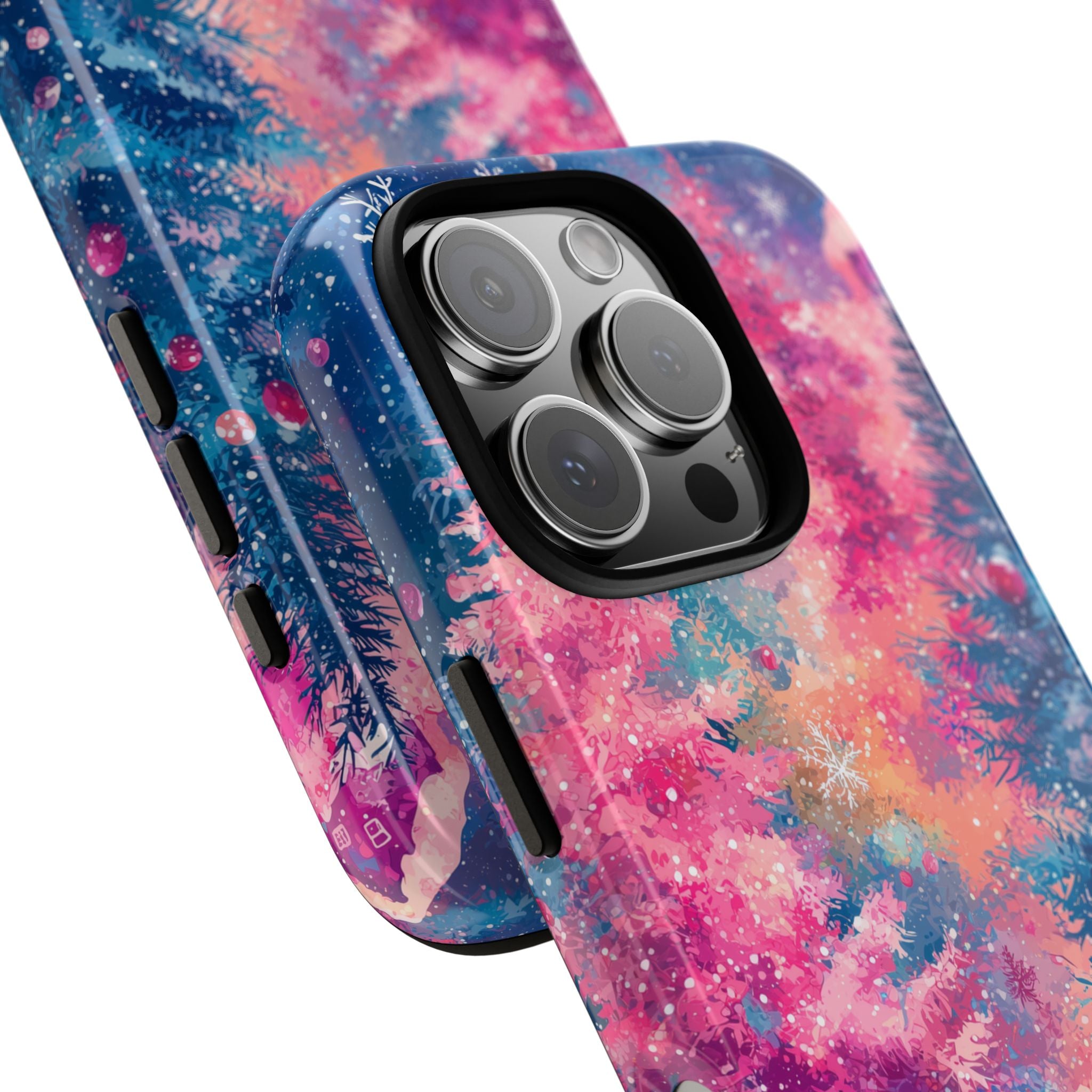 Phone Cases Snowfall Christmas Night Blue Pink
