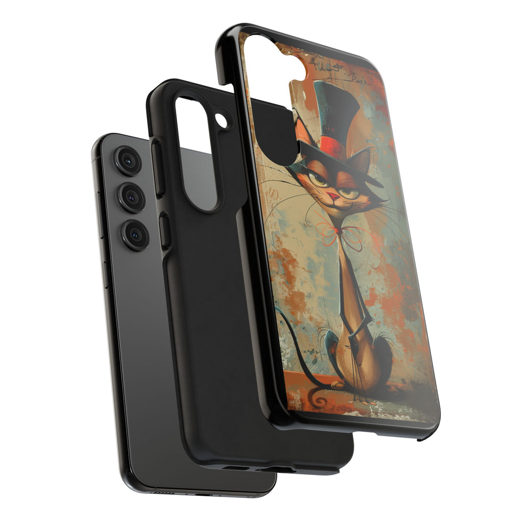 A Black Hat Cat Phone Cover Tough Case, iPhone and Samsung