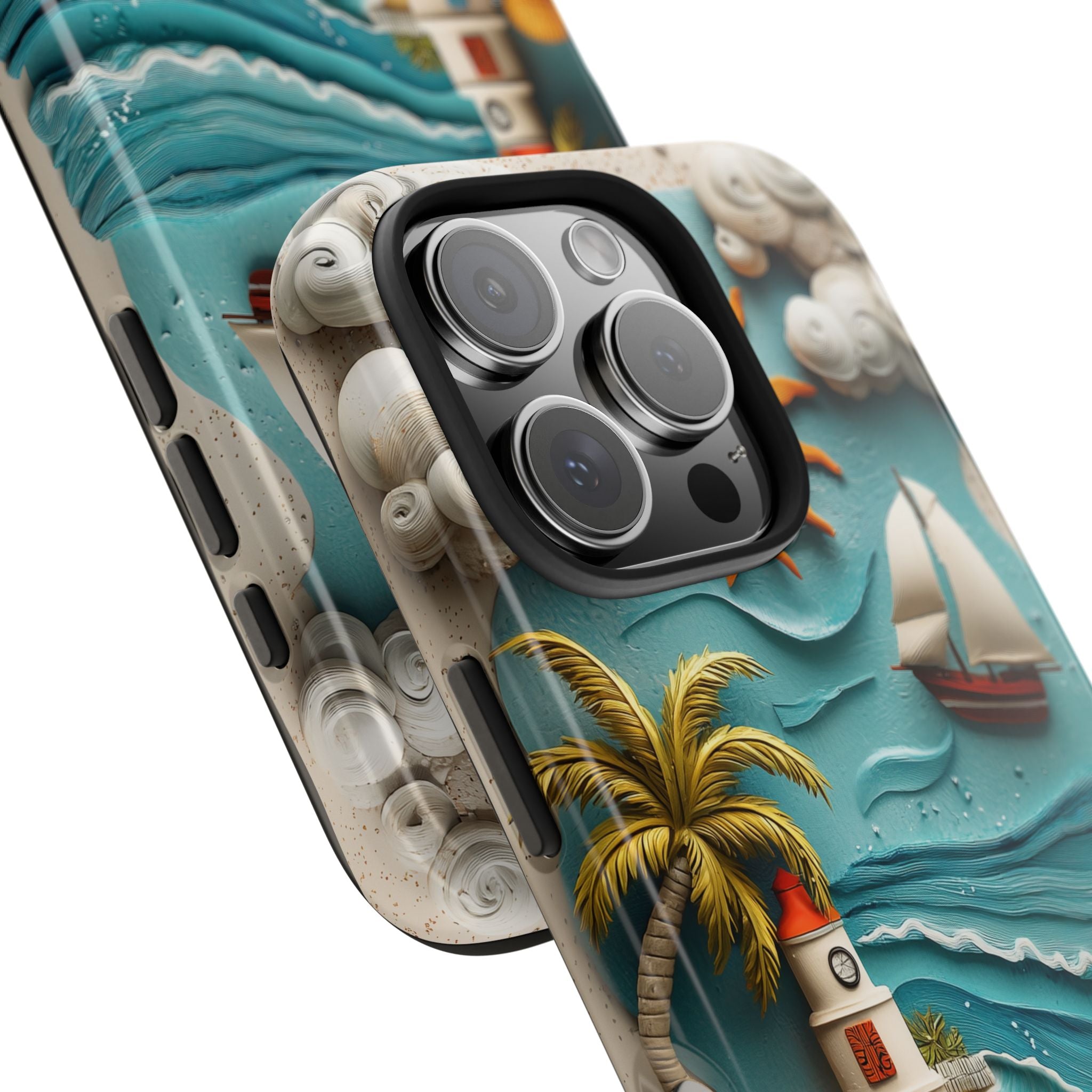 A Whimsical Sunny Beach IV Phone Cover Tough Case, Clay and 3D illusion, iPhone and Samsung