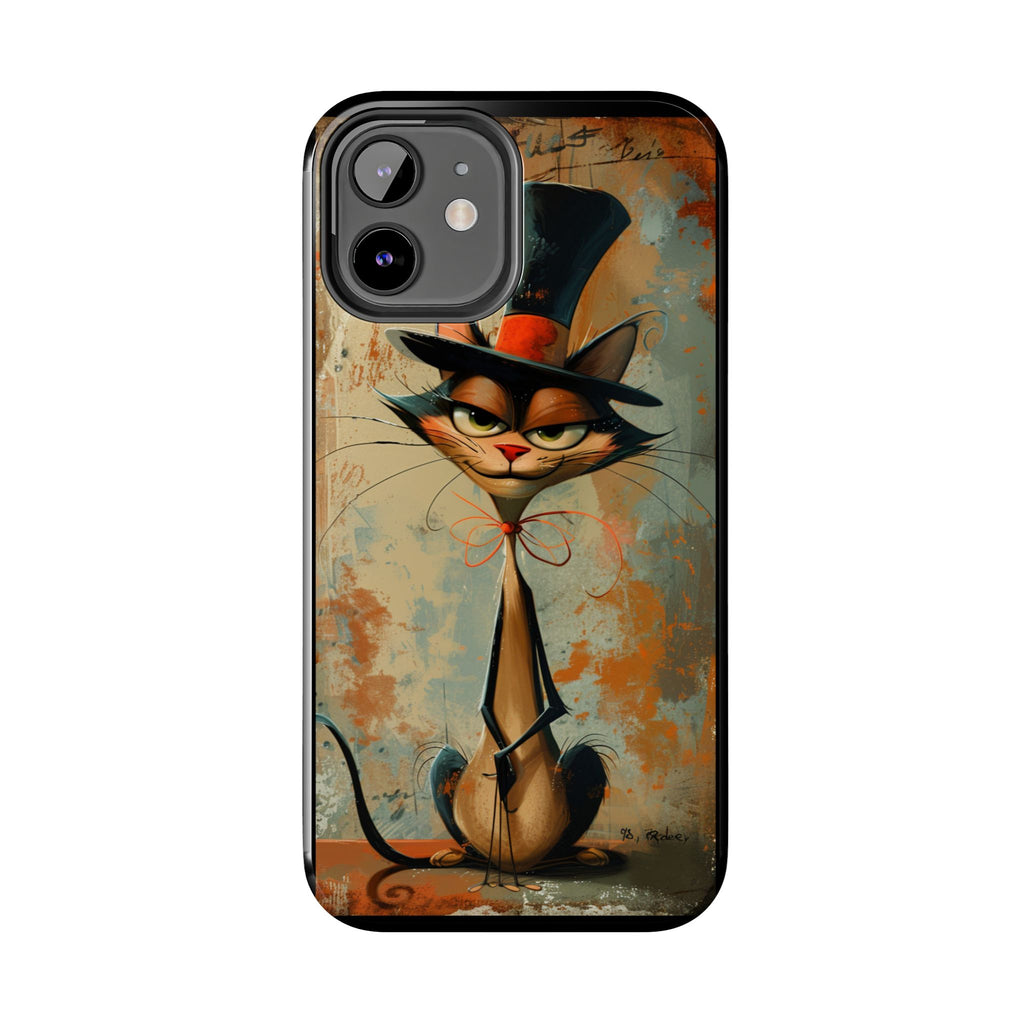 A Black Hat Cat Phone Cover Tough Case, iPhone and Samsung