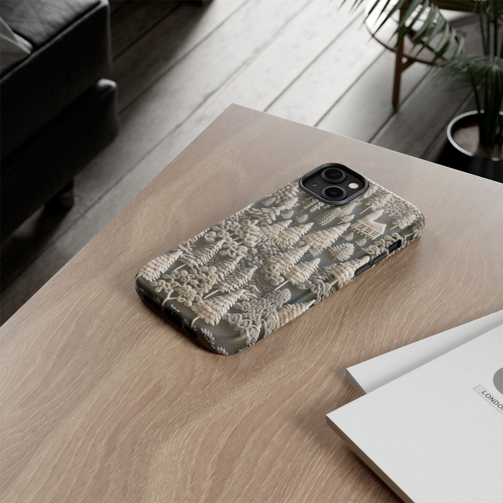 The Frozen Forest, Phone Cover Tough Case with a 3D knitted effect, Winter Motives, iPhone | Samsung