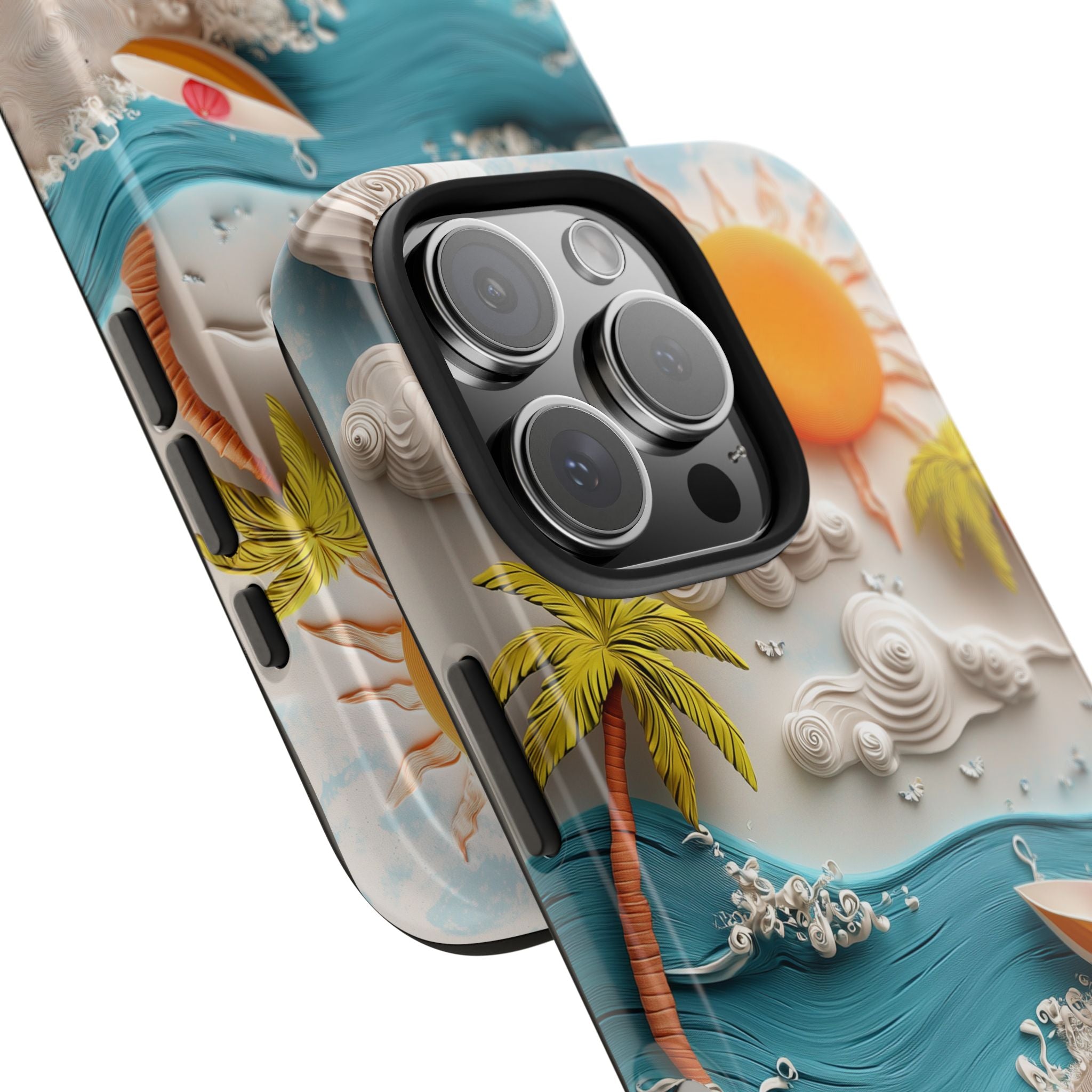 A Whimsical Sunny Beach Phone Cover Tough Case, Clay and 3D illusion, iPhone and Samsung
