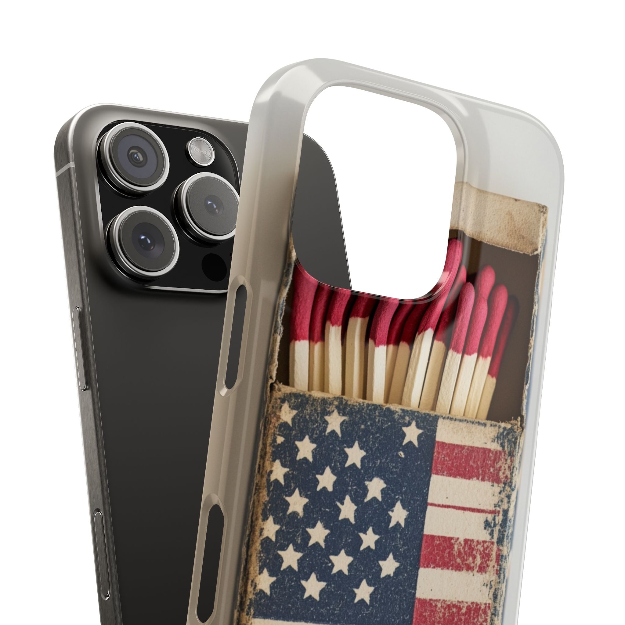Slim Phone Case with Vintage American Flag Design, Patriotic White Background, America Pride, Independence Day Gift, Protective Phone Cover,