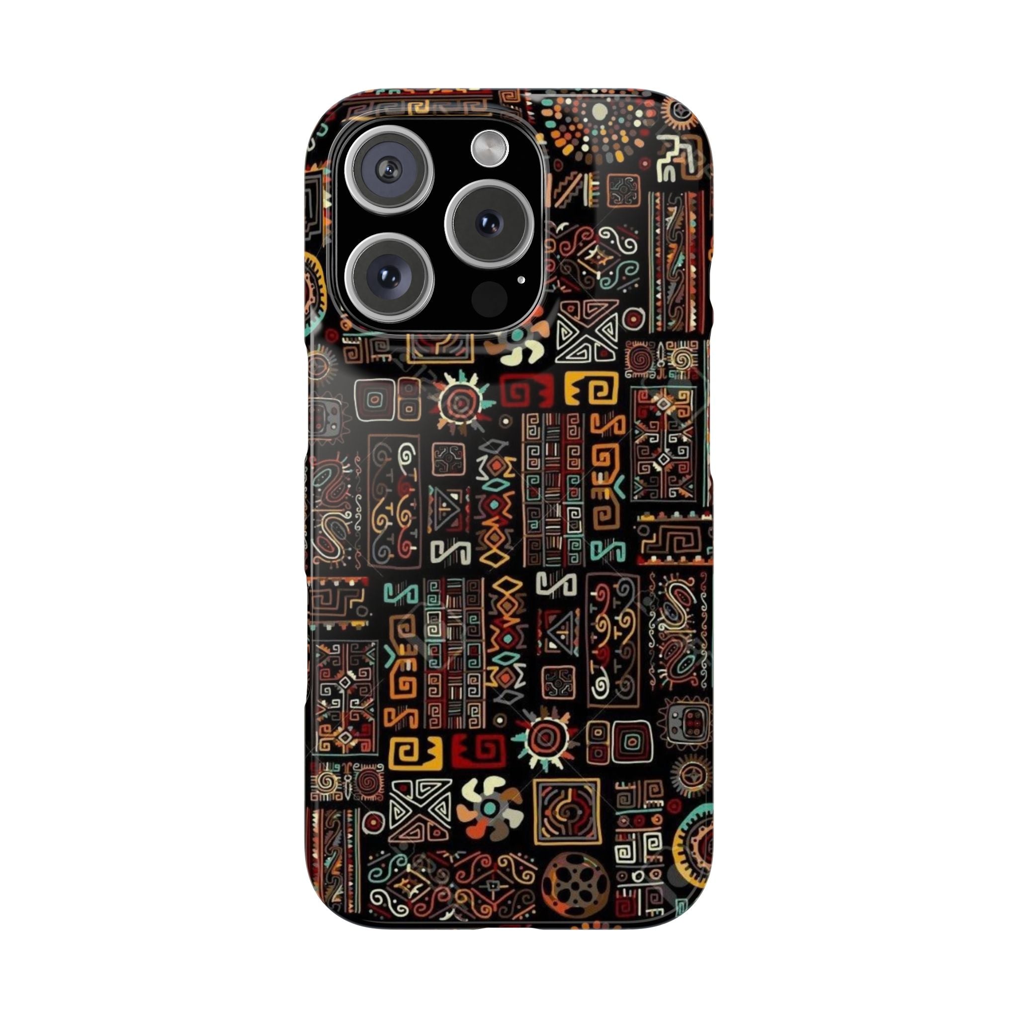Aztec Art Slim Phone Cases, Central American Cultural Heritage Pattern, Protective Phone Cover, Thin Case, Lightweight Phone Shell, Slim