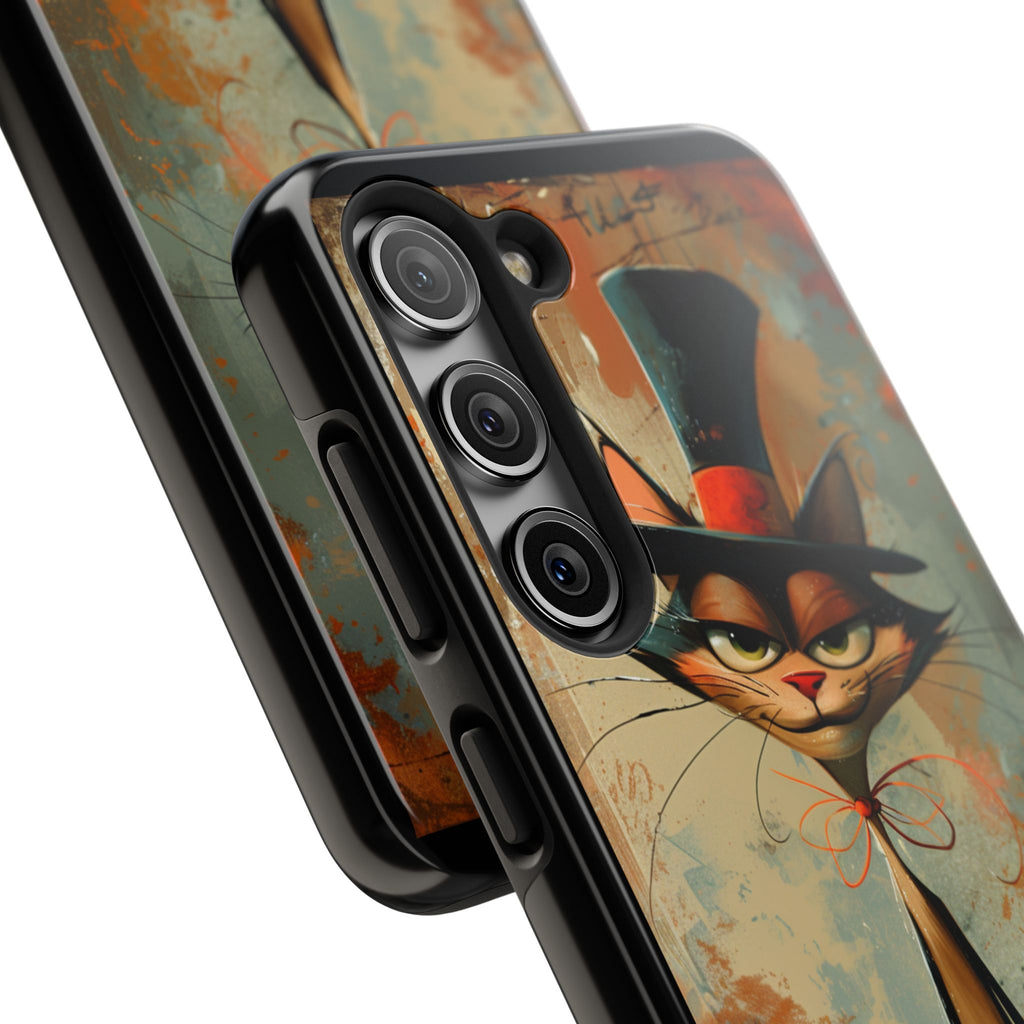 A Black Hat Cat Phone Cover Tough Case, iPhone and Samsung